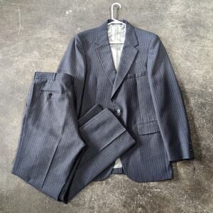 Vintage Johnny Carson Suit Set Mens 44 Gray Pinstripe 80s Formal Wear Pants 34